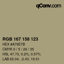 颜色代码: RGB 167 158 123 | qconv.com
