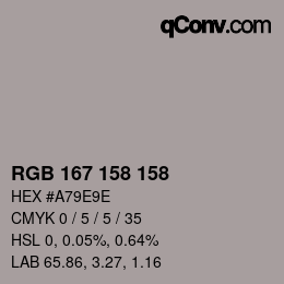 颜色代码: RGB 167 158 158 | qconv.com