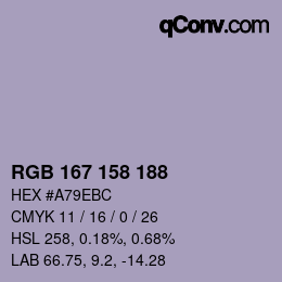 Color code: RGB 167 158 188 | qconv.com