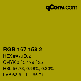 颜色代码: RGB 167 158 2 | qconv.com