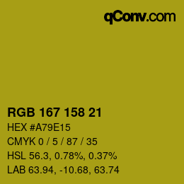 Color code: RGB 167 158 21 | qconv.com