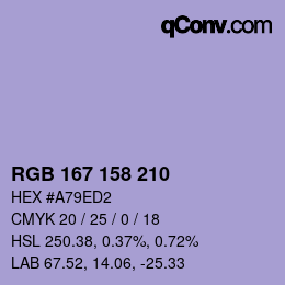 Código de color: RGB 167 158 210 | qconv.com
