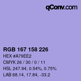 カラーコード: RGB 167 158 226 | qconv.com