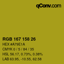 カラーコード: RGB 167 158 26 | qconv.com