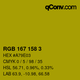 颜色代码: RGB 167 158 3 | qconv.com