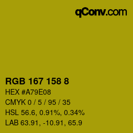 カラーコード: RGB 167 158 8 | qconv.com