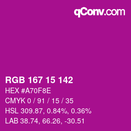 Color code: RGB 167 15 142 | qconv.com