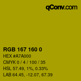 Color code: RGB 167 160 0 | qconv.com