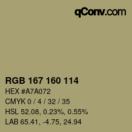 Código de color: RGB 167 160 114 | qconv.com