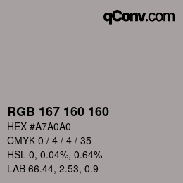 Color code: RGB 167 160 160 | qconv.com