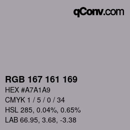 Color code: RGB 167 161 169 | qconv.com