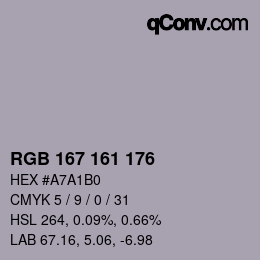 カラーコード: RGB 167 161 176 | qconv.com
