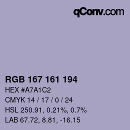 Color code: RGB 167 161 194 | qconv.com