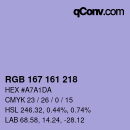 Color code: RGB 167 161 218 | qconv.com