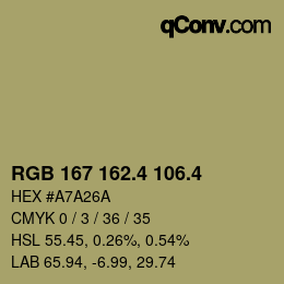 カラーコード: RGB 167 162.4 106.4 | qconv.com