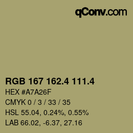 カラーコード: RGB 167 162.4 111.4 | qconv.com