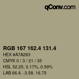カラーコード: RGB 167 162.4 131.4 | qconv.com