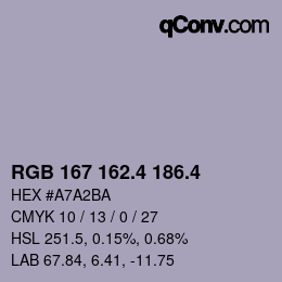 カラーコード: RGB 167 162.4 186.4 | qconv.com