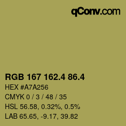 カラーコード: RGB 167 162.4 86.4 | qconv.com