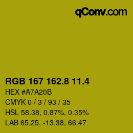 カラーコード: RGB 167 162.8 11.4 | qconv.com