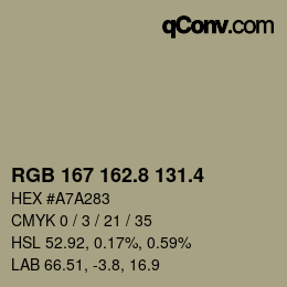 カラーコード: RGB 167 162.8 131.4 | qconv.com