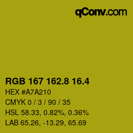 カラーコード: RGB 167 162.8 16.4 | qconv.com