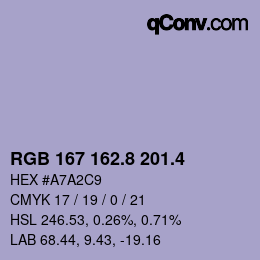 カラーコード: RGB 167 162.8 201.4 | qconv.com