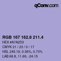 カラーコード: RGB 167 162.8 211.4 | qconv.com