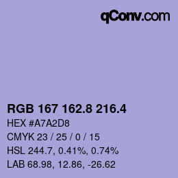 カラーコード: RGB 167 162.8 216.4 | qconv.com