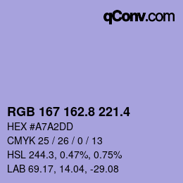 カラーコード: RGB 167 162.8 221.4 | qconv.com