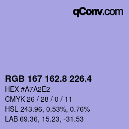 カラーコード: RGB 167 162.8 226.4 | qconv.com