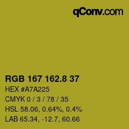 カラーコード: RGB 167 162.8 37 | qconv.com
