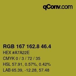 カラーコード: RGB 167 162.8 46.4 | qconv.com
