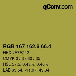 カラーコード: RGB 167 162.8 66.4 | qconv.com