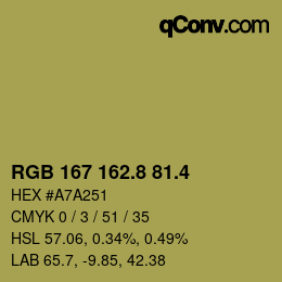 カラーコード: RGB 167 162.8 81.4 | qconv.com