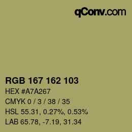 カラーコード: RGB 167 162 103 | qconv.com