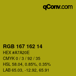 Color code: RGB 167 162 14 | qconv.com