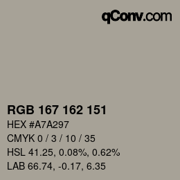 Código de color: RGB 167 162 151 | qconv.com