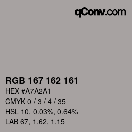 カラーコード: RGB 167 162 161 | qconv.com