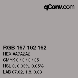 カラーコード: RGB 167 162 162 | qconv.com