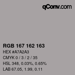 Color code: RGB 167 162 163 | qconv.com