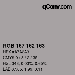 颜色代码: RGB 167 162 163 | qconv.com