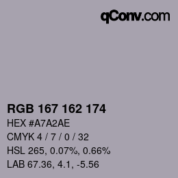 Farbcode: RGB 167 162 174 | qconv.com