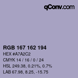 Color code: RGB 167 162 194 | qconv.com
