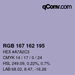 カラーコード: RGB 167 162 195 | qconv.com