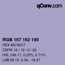 Farbcode: RGB 167 162 199 | qconv.com