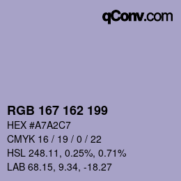 Color code: RGB 167 162 199 | qconv.com