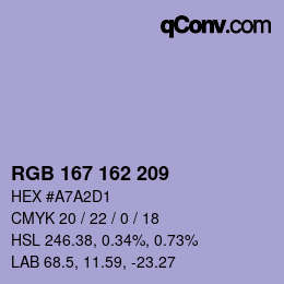 Color code: RGB 167 162 209 | qconv.com