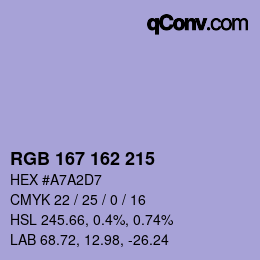 Farbcode: RGB 167 162 215 | qconv.com