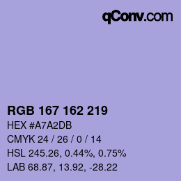 Color code: RGB 167 162 219 | qconv.com